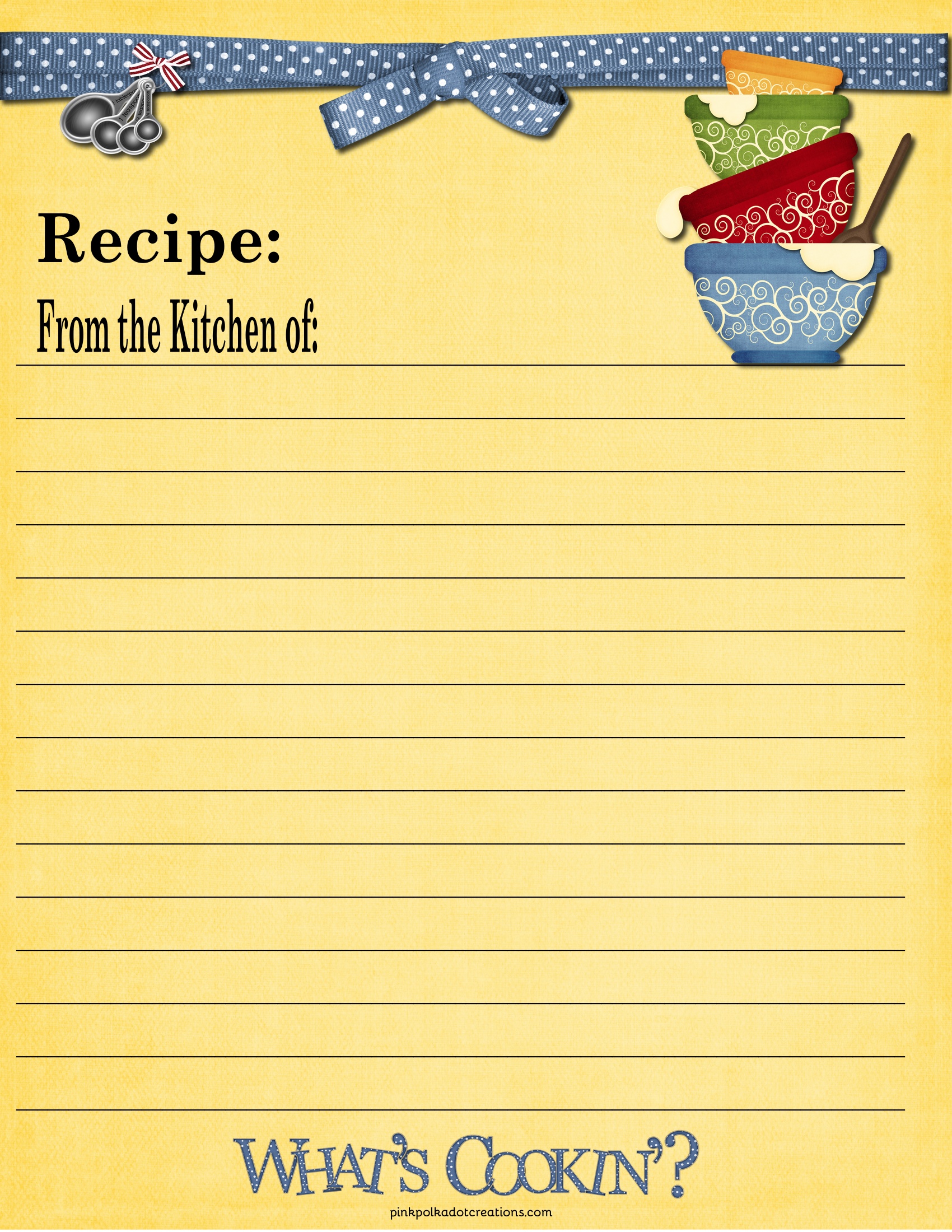 full page printable recipe cards
