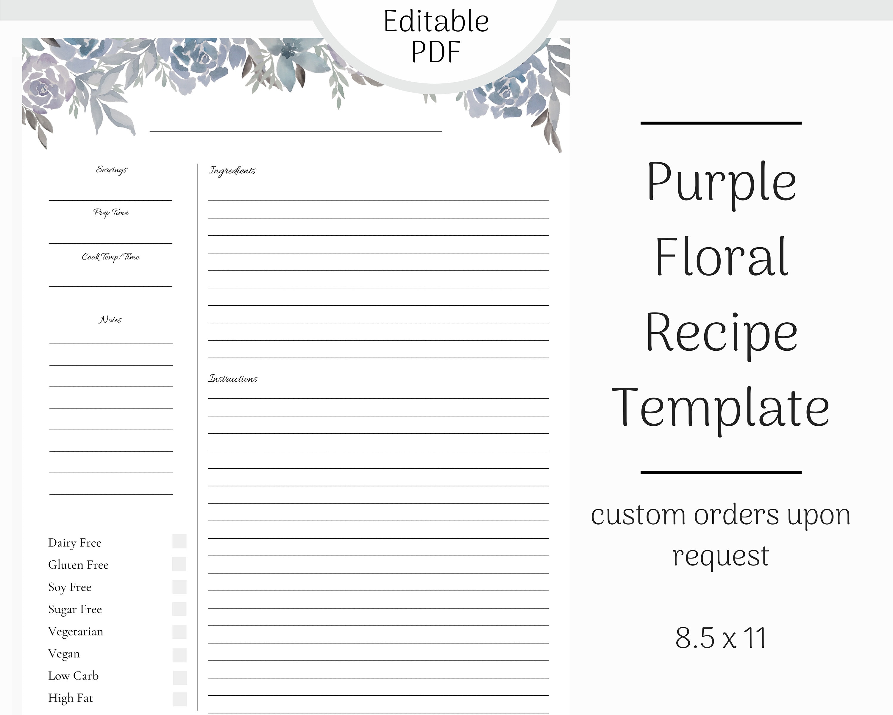 full page printable recipe cards
