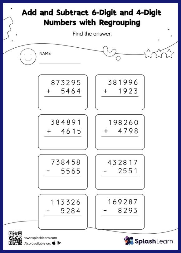 Add and Subtract 6-Digit and 4-Digit Numbers with Regrouping ...