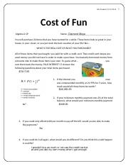 Diamond Moye - The Cost of Fun.pdf - Mr. Franks| 3/12/2014 Cost of ...