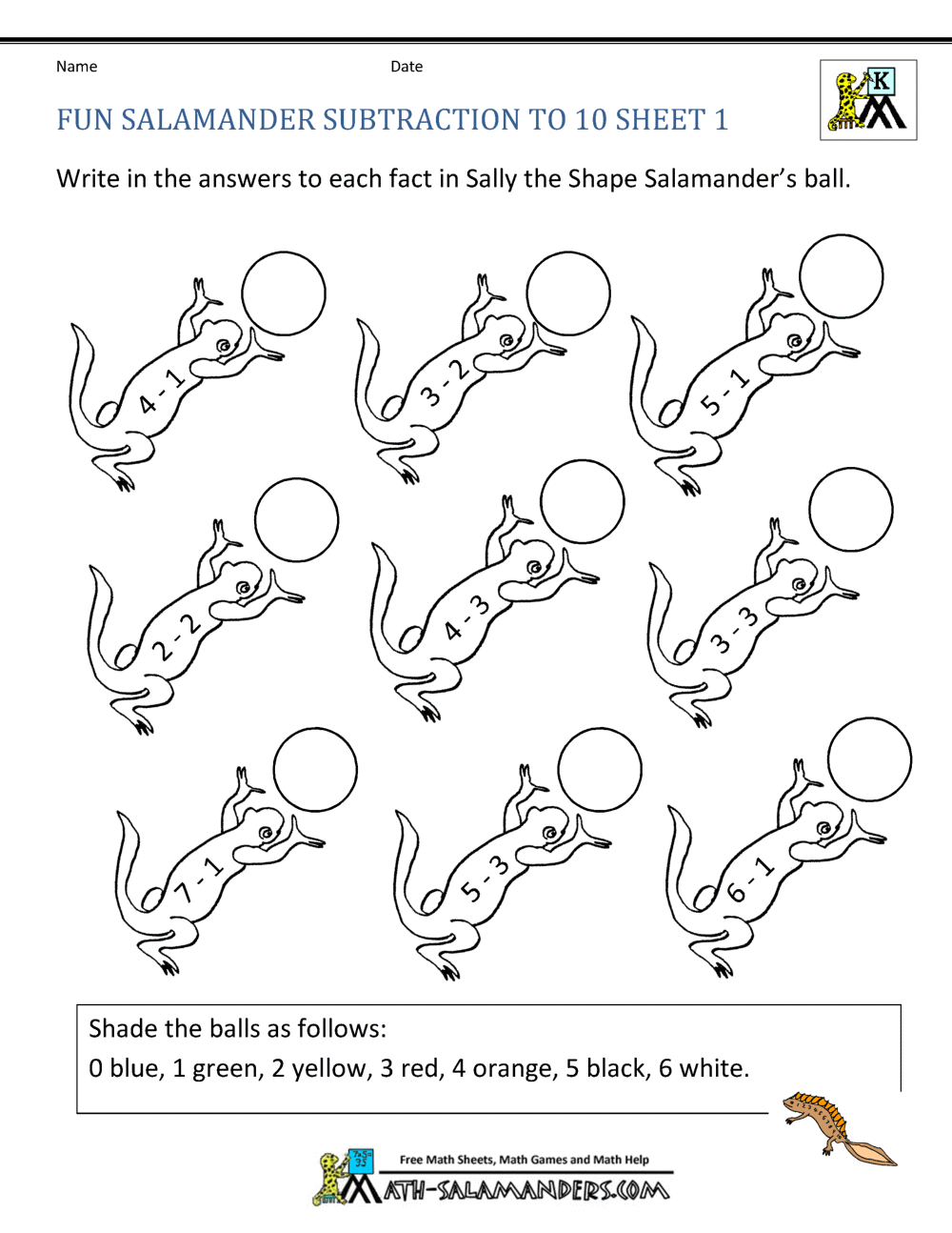 Addition Subtraction to 10 Coloring Sheets for Kindergarten