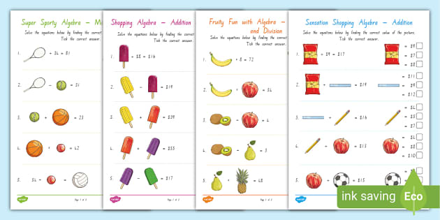 Crack the Code - Find the Missing Number Algebra Worksheets