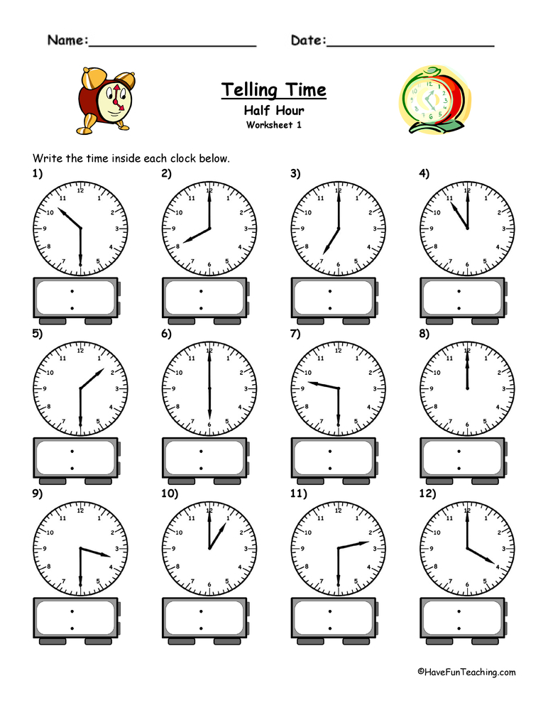 fun clock worksheet