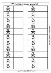 Decimal / FREE Printable Worksheets - Worksheetfun