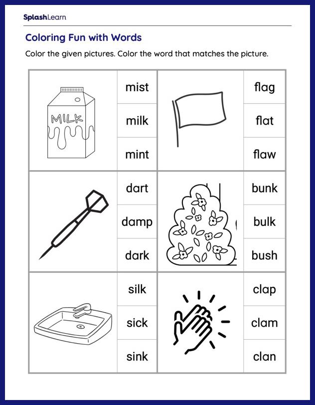 Free Printable CVCC Words Worksheets for 1st Graders | SplashLearn