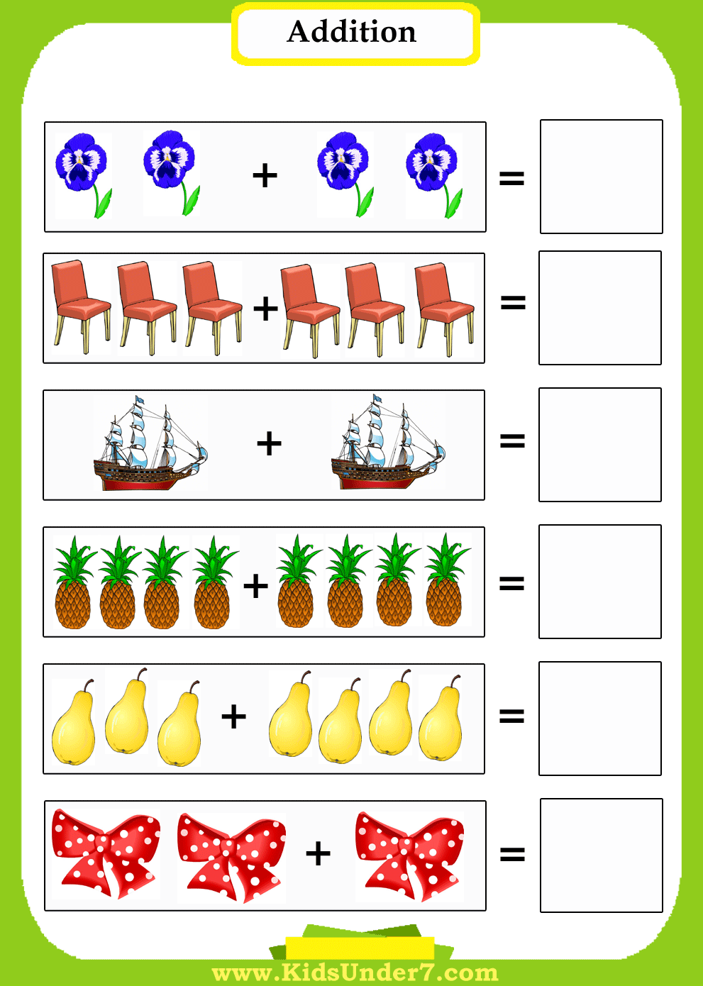 fun for kindergarten addition worksheet