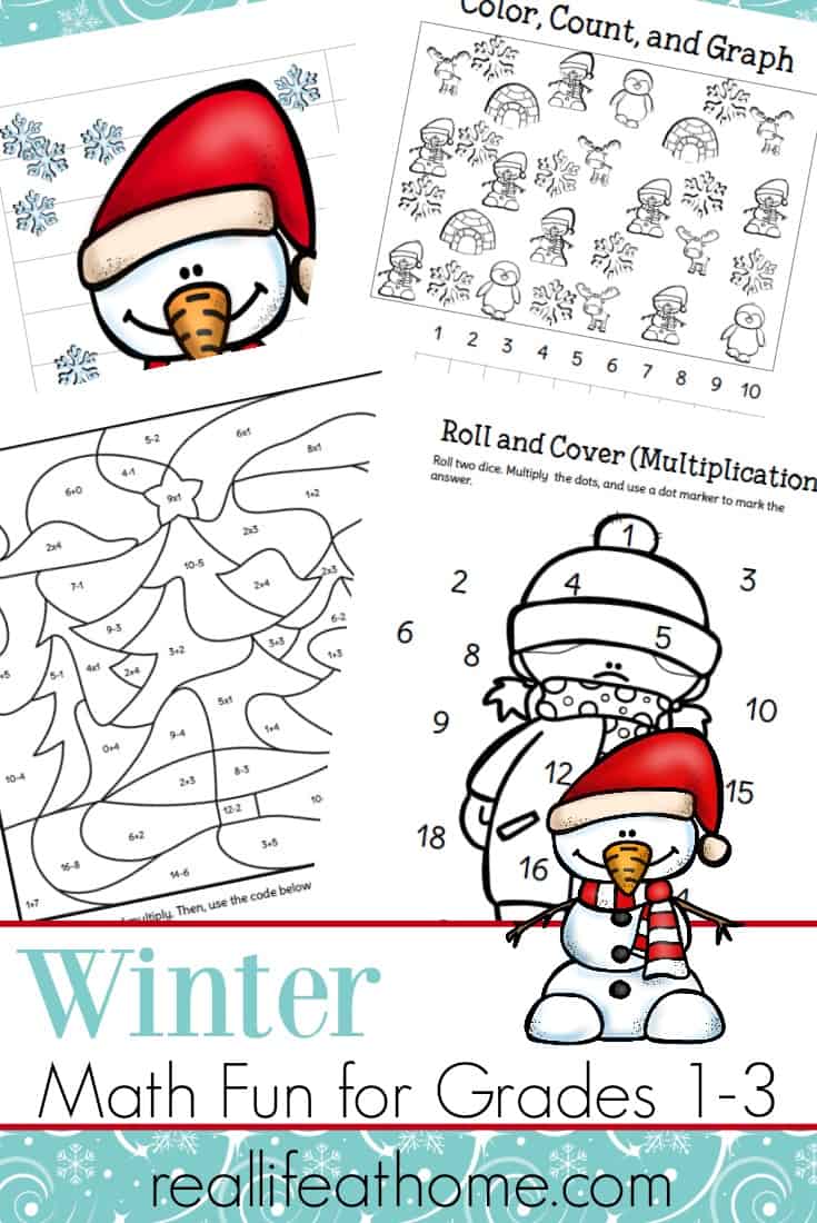 Fun Printable Packet of Winter Math Worksheets for 1st - 3rd Grade
