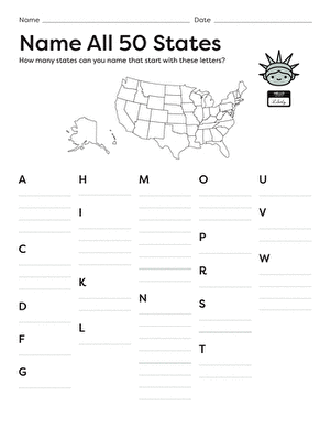 Name All 50 States | Worksheet 