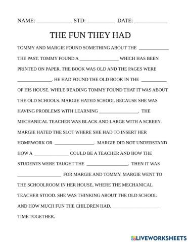 fun homework worksheet