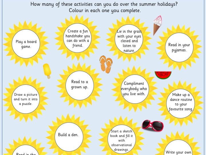 Summer Holiday Fun Homework  