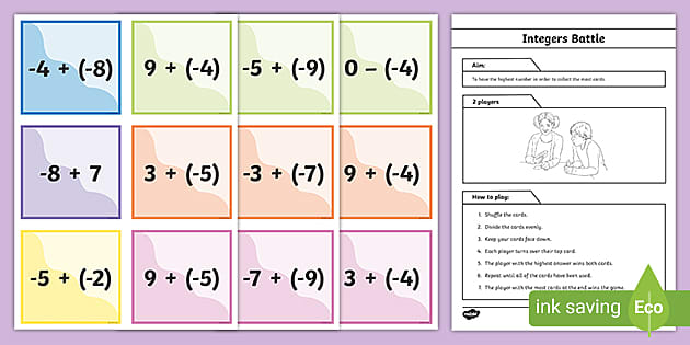 Integers Battle (teacher made) - Twinkl