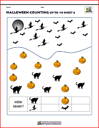 Halloween Math Worksheets for Kindergarten