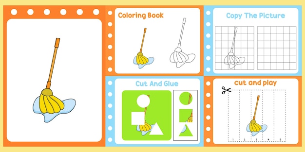Premium Vector | Worksheets pack for kids with mop fun learning ...