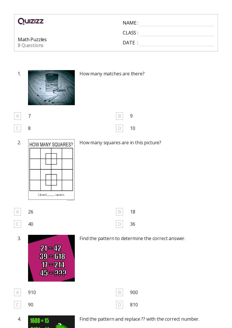 50+ Math Puzzles worksheets for 8th Class on Quizizz | Free ...