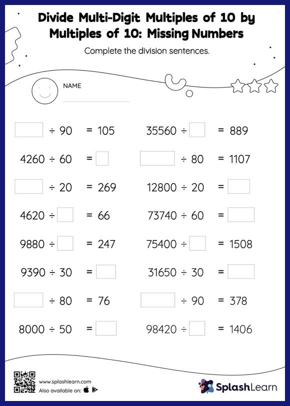 Division Worksheets for 5th Graders Online - SplashLearn