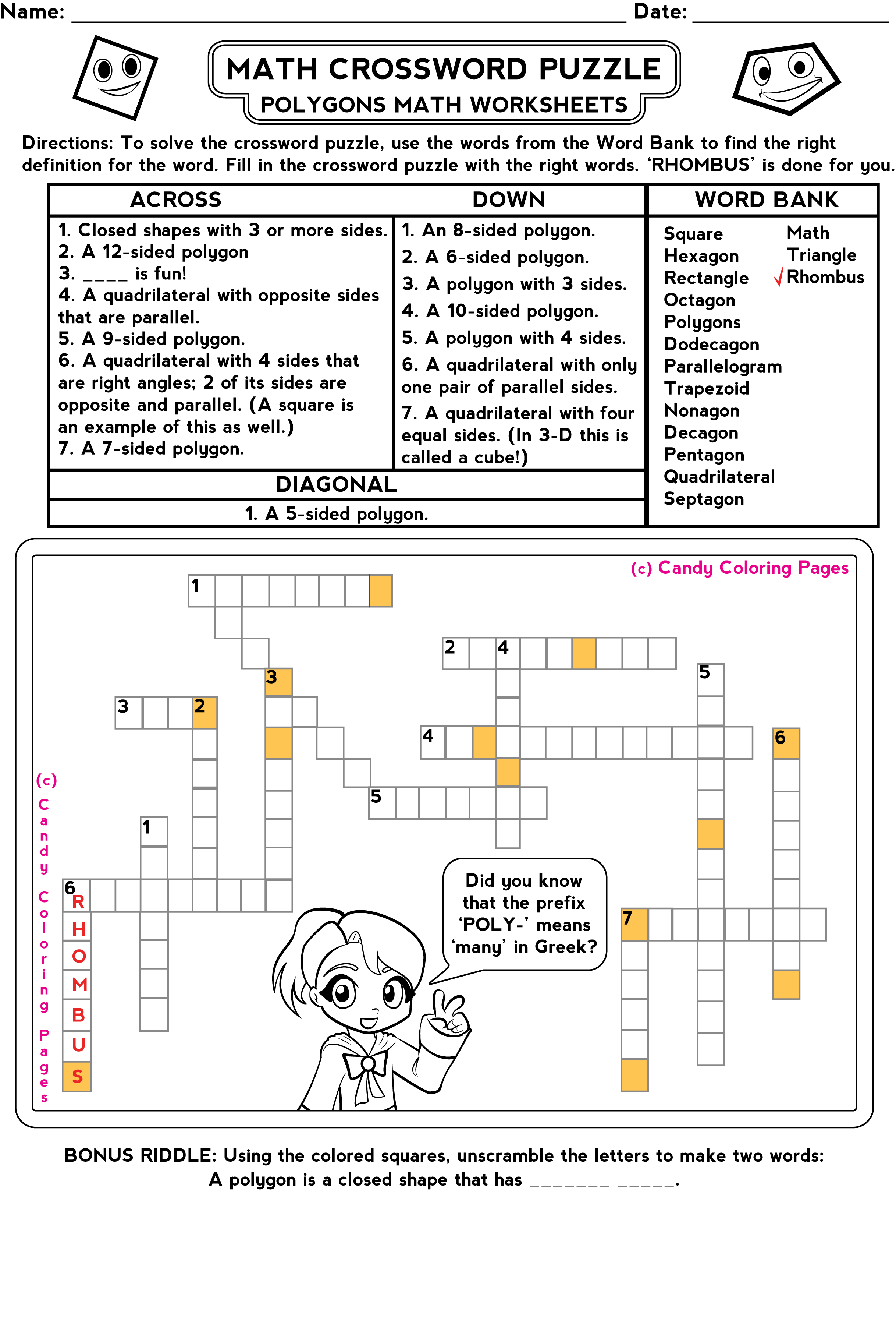 fun math games | Penny Candy Math Worksheets