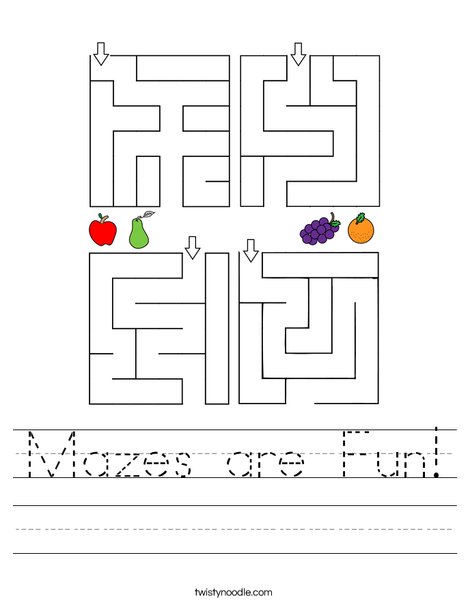 Mazes are Fun Worksheet - Twisty Noodle