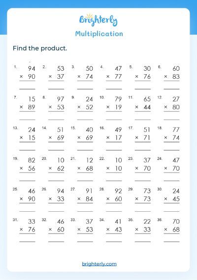 fun multiplication worksheet 4th grade