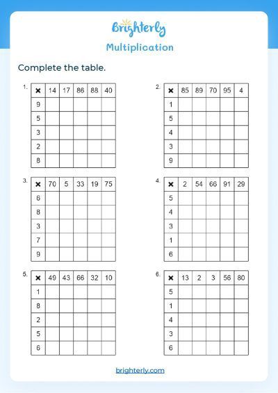 4th Grade Multiplication Worksheets - Free Printable ...