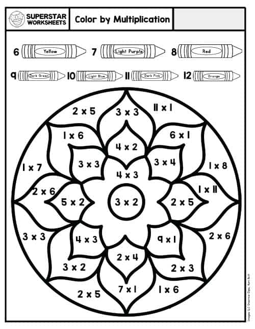 Multiplication Color By Number -Worksheets Library