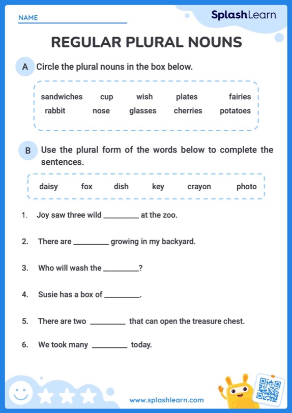 Fun with Regular Nouns - ELA Worksheets - SplashLearn