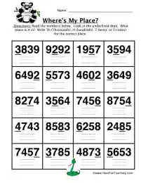 Converting Four Digit Place Value Worksheet by Teach Simple