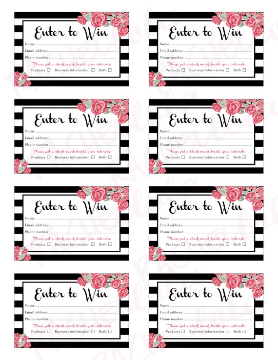 Printable Raffle Ticket Template, Door Prize Entry Form, Enter to ...