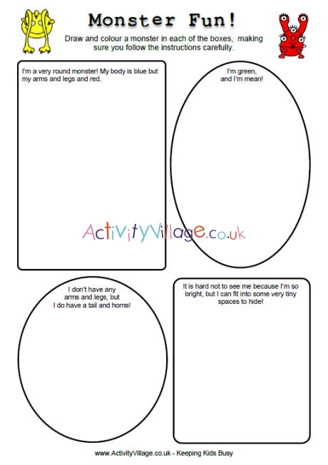 Monster Fun Worksheets | Monster Printables for Kids
