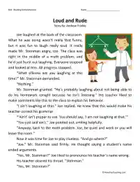 Loud and Rude Reading Comprehension Worksheet by Teach Simple