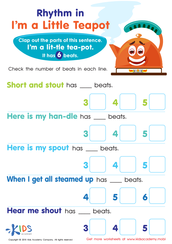 Practice Rhythm in Im a Little Teapot Worksheet - Fun Worksheet ...