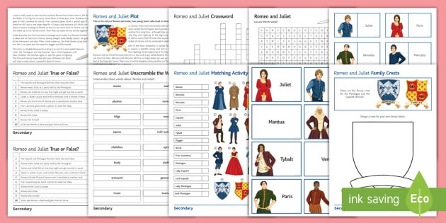fun romeo and juliet worksheet