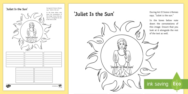 GCSE Romeo and Juliet: Juliet is the Sun Act II, Scene ii Worksheet /