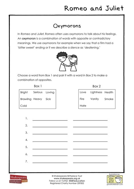 fun romeo and juliet worksheet