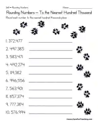 Rounding to the Nearest Hundred Thousand Worksheet by Teach Simple