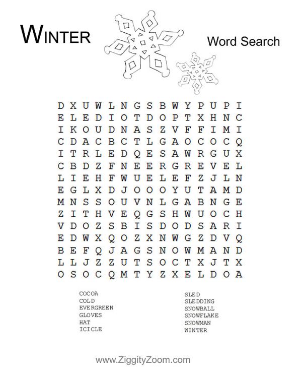 Winter Word Search Worksheet -