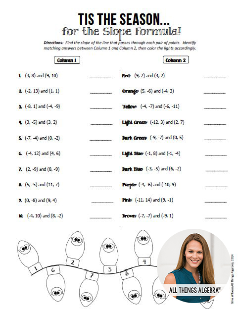 fun slope worksheet