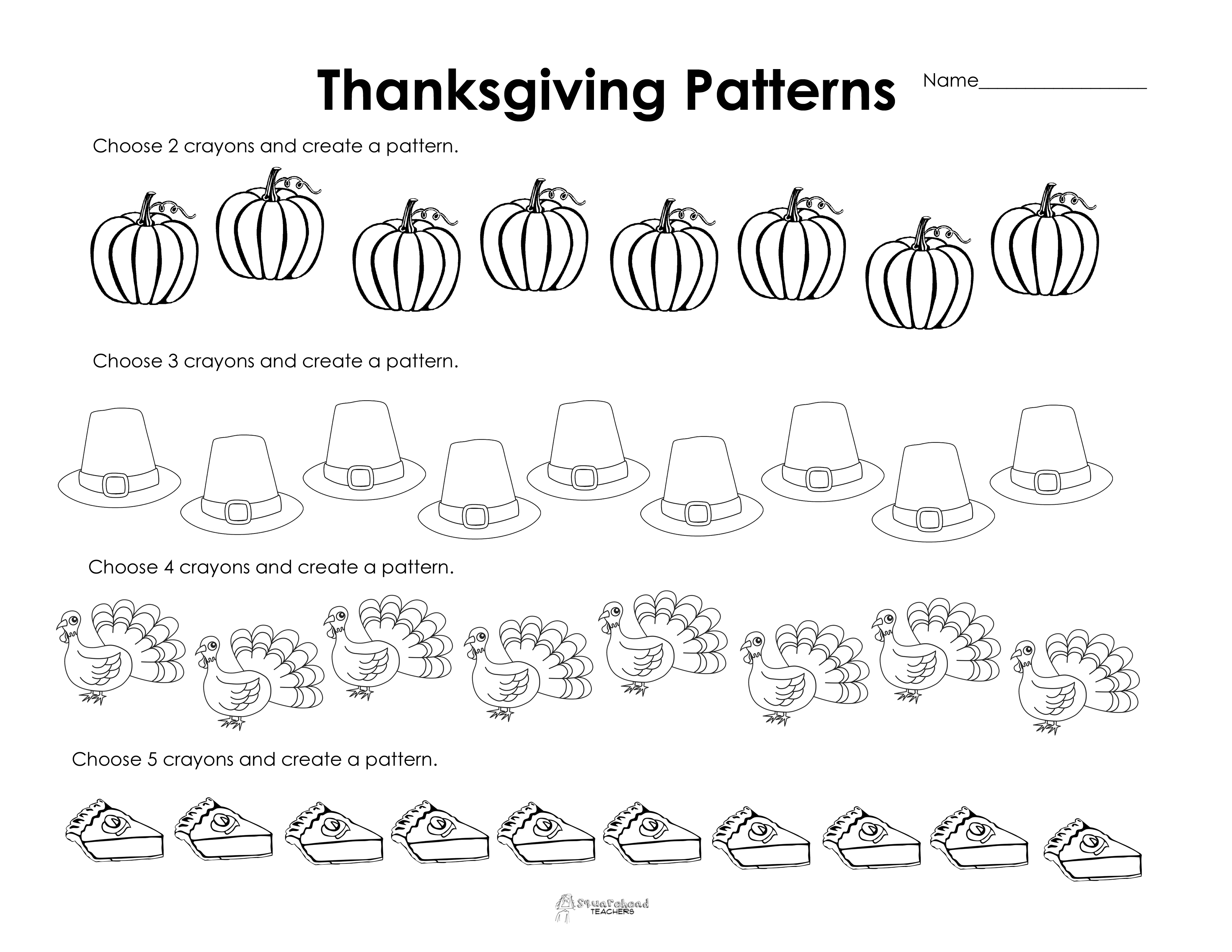 Making Patterns: Thanksgiving Style (free worksheet!) | Squarehead ...