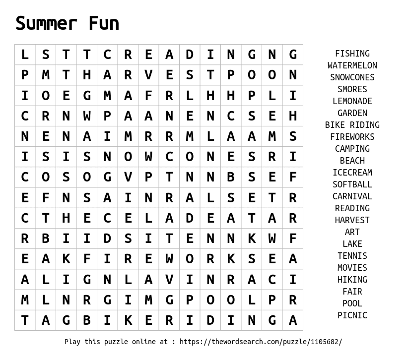 fun word searches