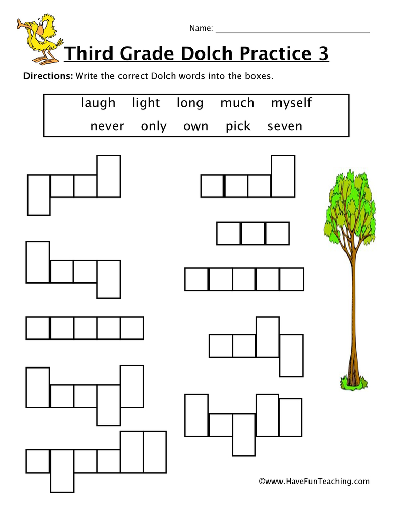 Third Grade Sight Words L to S Worksheet  
