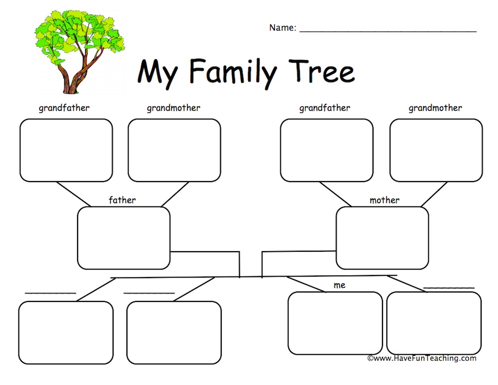4 Children Family Tree Worksheet  