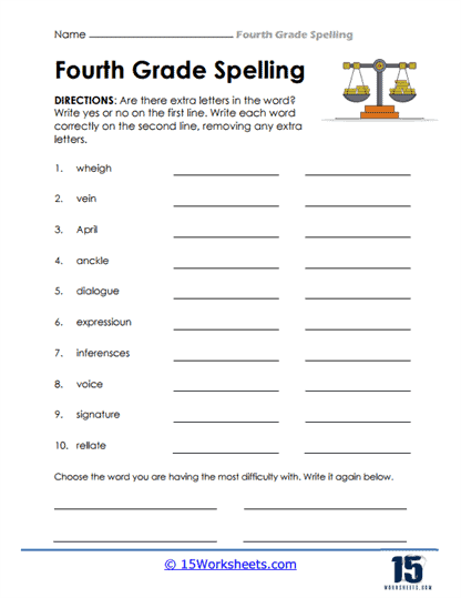 4th Grade Spelling Words Worksheets - 15 Worksheets Library