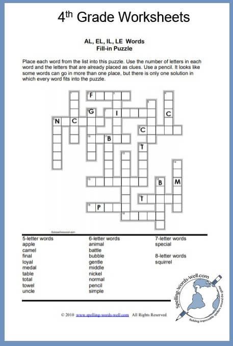 fun worksheet for grade 4