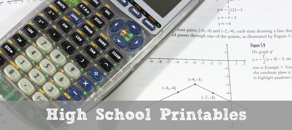 FREE High School Math Printables - Math Geek Mama