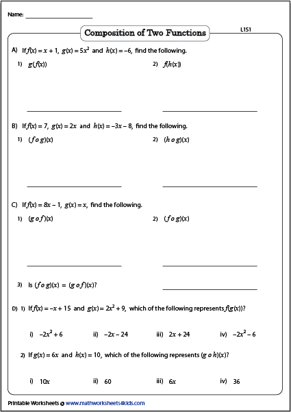 Function Worksheets - Worksheets Library