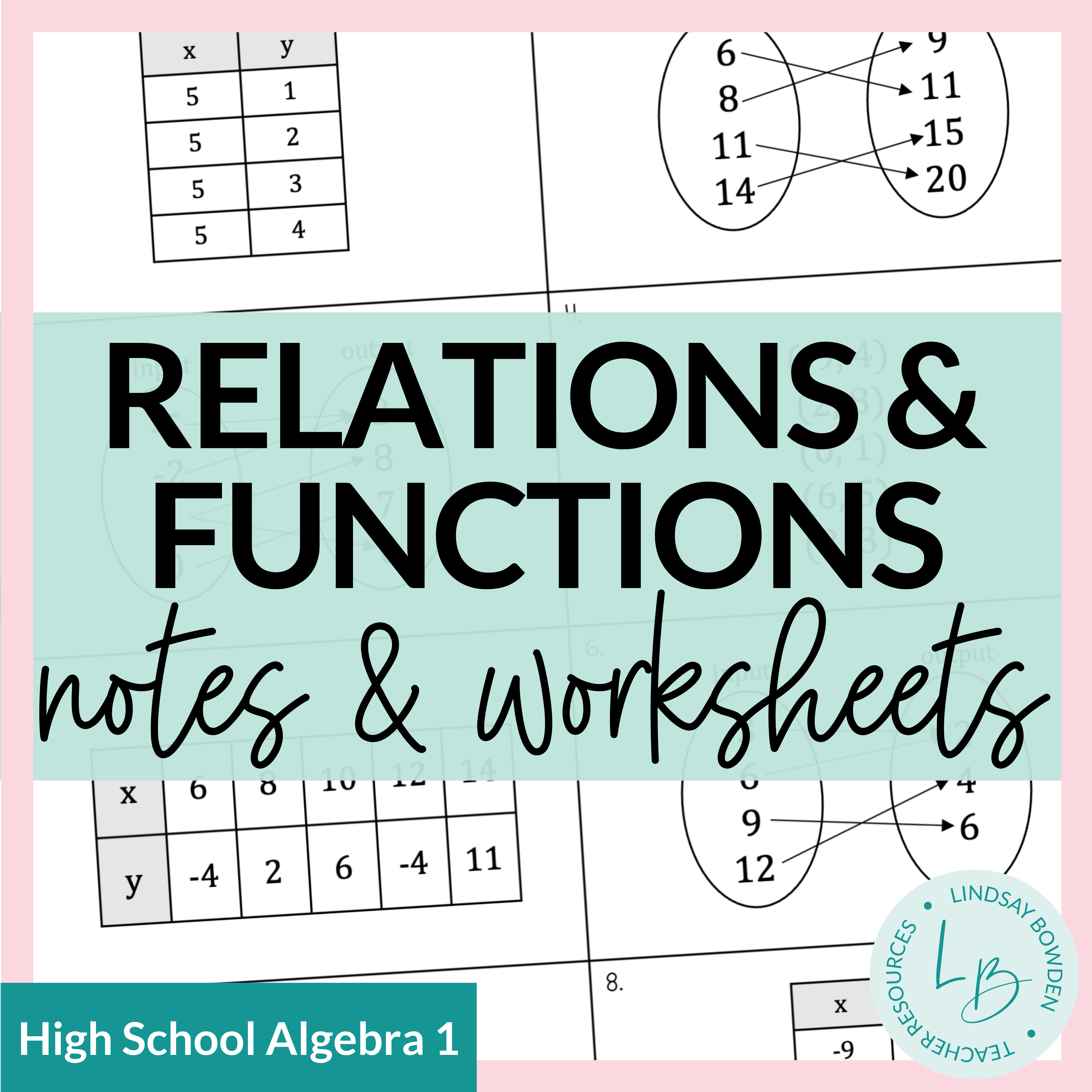 Relations and Functions Notes and Worksheets - Lindsay Bowden ...