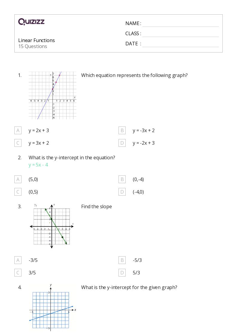 50+ Linear Functions worksheets for 9th Grade on Quizizz | Free ...