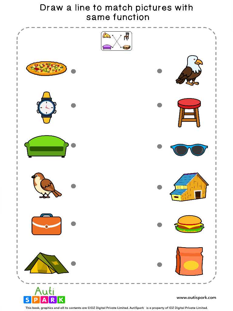 Match Pictures By Function #10 - Free Matching Worksheet - AutiSpark