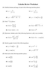 functions domain and range worksheet