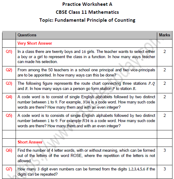 fundamental counting principle worksheet answers