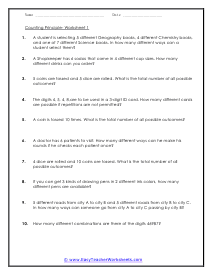 Counting Principle Worksheets